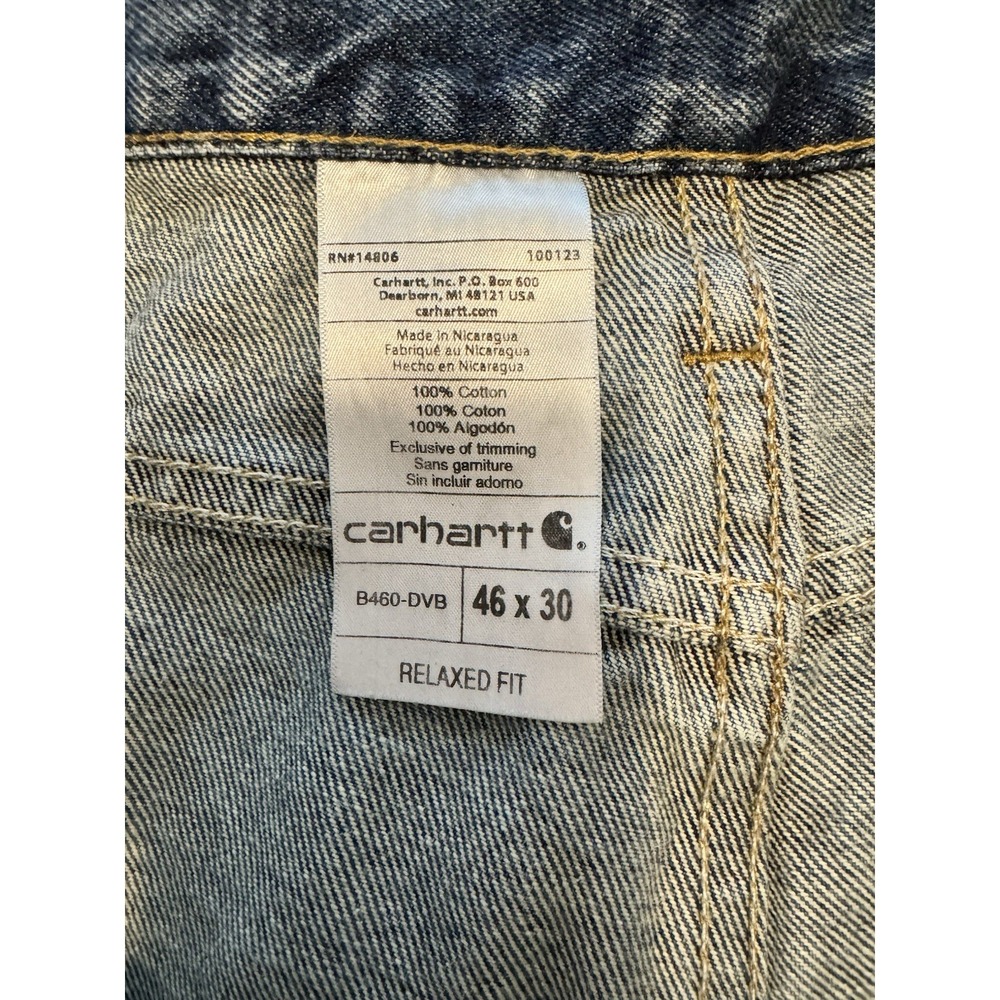 Carhartt Men's Relaxed Blue Jeans Medium Wash 46x30 VTG Quality Denim Classic - Picture 7 of 8
